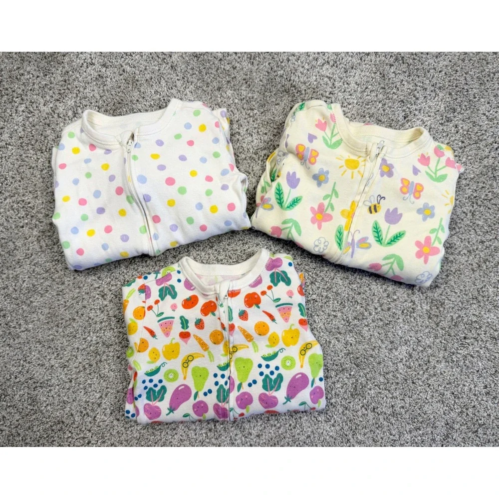 Old Navy Pajamas Kids 3T Multicolor 3-Pack Zip Footless Sleepers‎